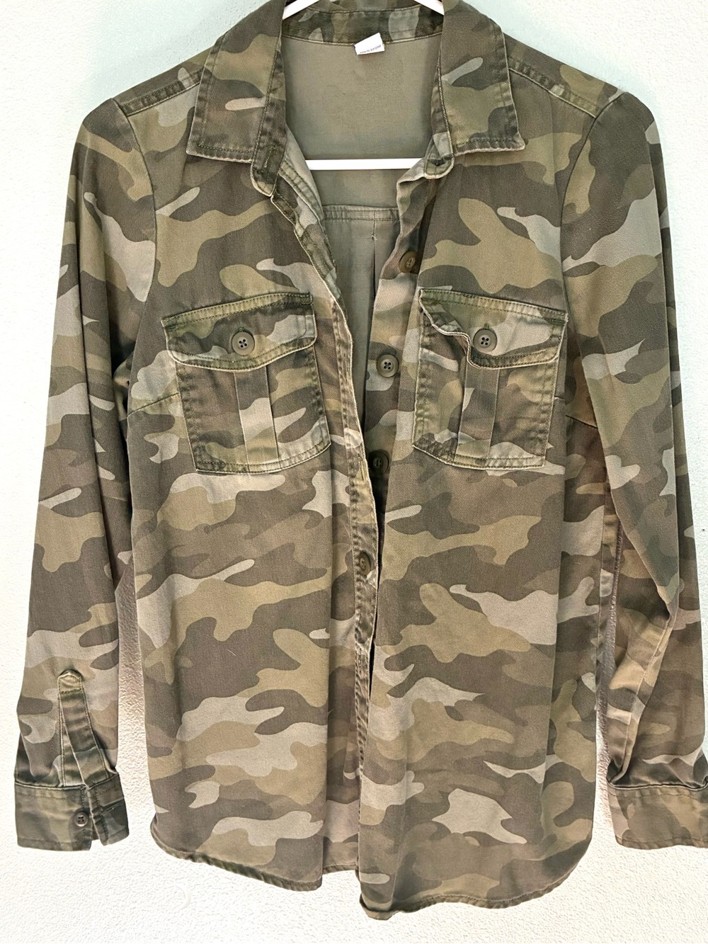 Old Navy Camo Button Front Utility Shirt Jacket 100% Cotton XS